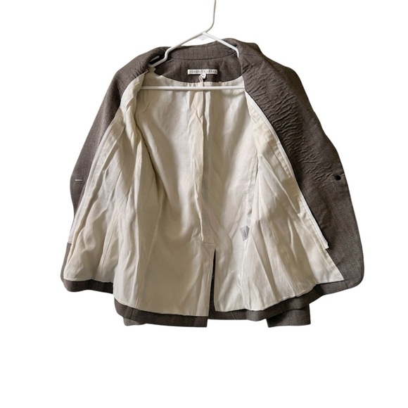 VERONICA BEARD Cutaway Wool Elbow Patch Herringbone Dickey Jacket Tan/Brown Sz 4 - Picture 4 of 8